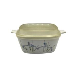 Vintage CorningWare P43B Shadow Iris Individual Casserole Dish with Plastic Lid